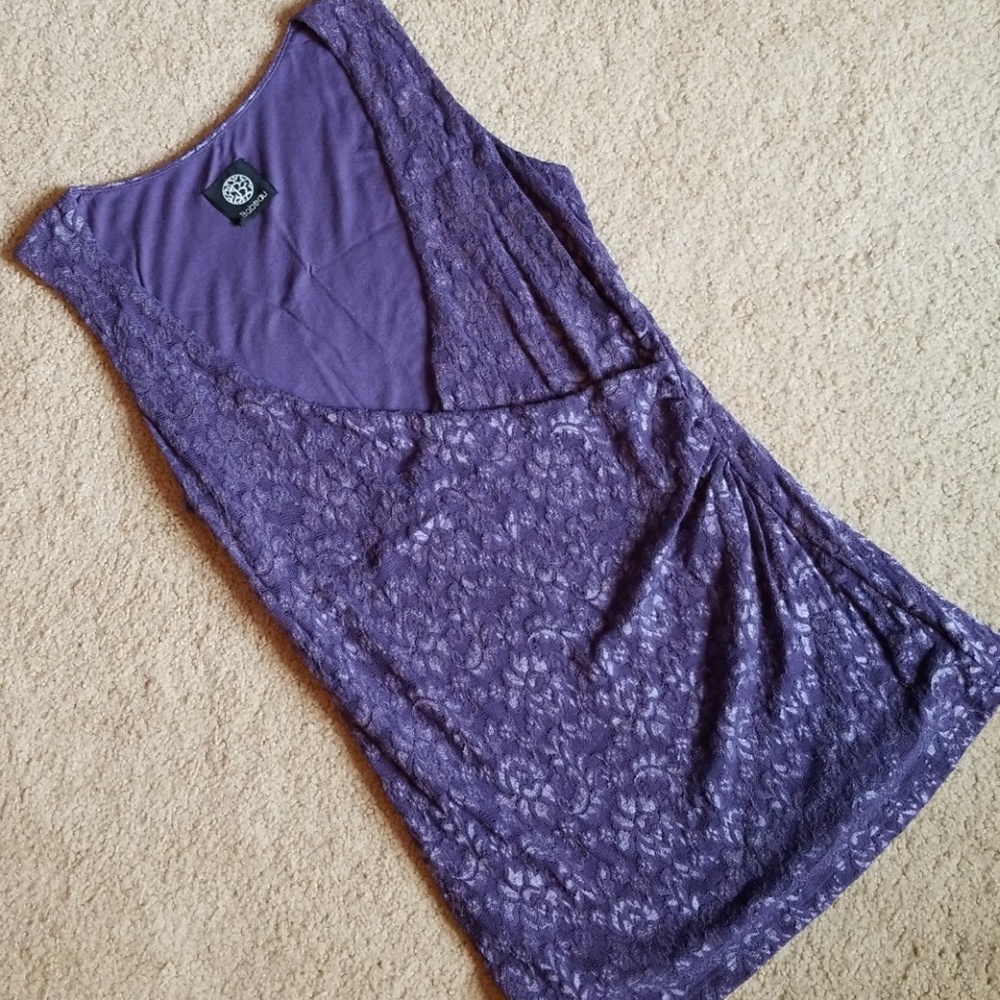 Bobeau Stretch Lace Wrap Top